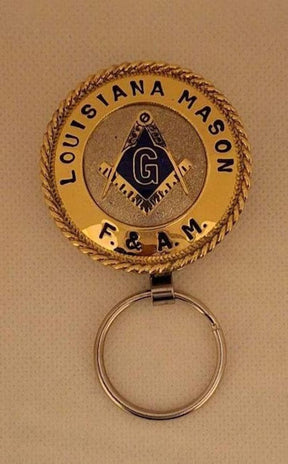 Master Mason Blue Lodge Keychain - Handcrafted Louisiana Mason Square Compass G