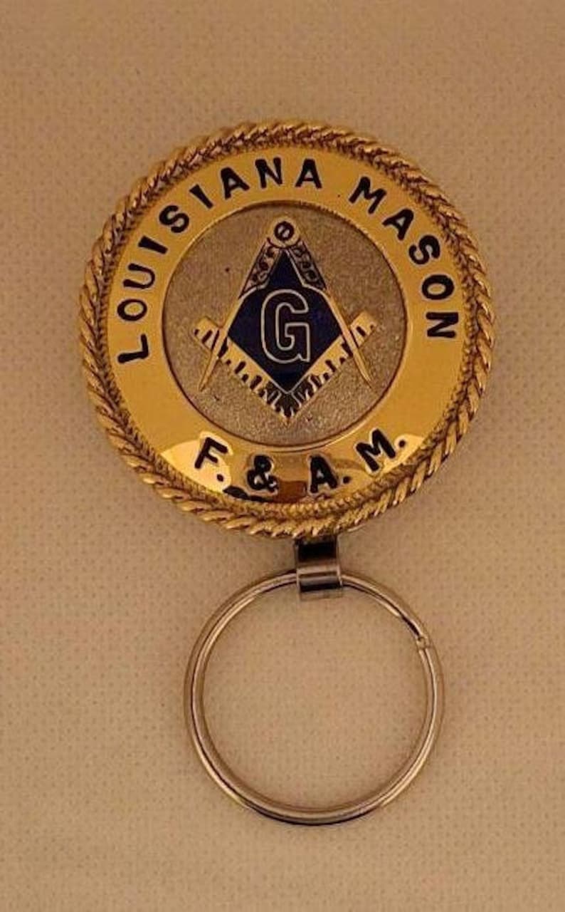 Master Mason Blue Lodge Keychain - Handcrafted Louisiana Mason Square Compass G