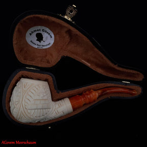Master Mason Blue Lodge Meerschaum Pipe - Handmade With Square & Compass
