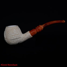 Master Mason Blue Lodge Meerschaum Pipe - Handmade With Square & Compass