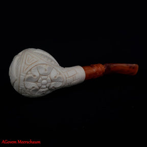 Master Mason Blue Lodge Meerschaum Pipe - Handmade With Square & Compass