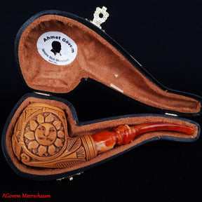 Master Mason Blue Lodge Meerschaum Pipe - Eye of Providence With Square & Compass G