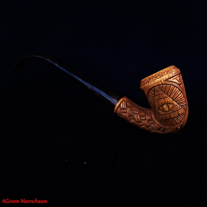 Eye of Providence Meerschaum Pipe - Handmade Eye & Sun Emblem