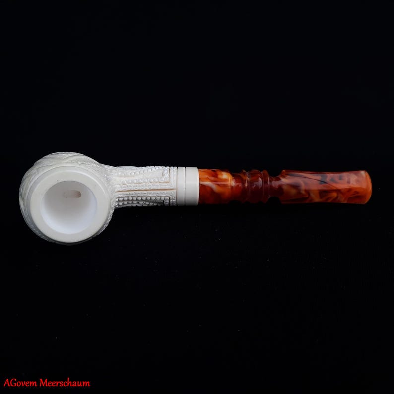 Master Mason Blue Lodge Meerschaum Pipe - Natural Bee wax Square & Compass G
