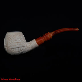 Master Mason Blue Lodge Meerschaum Pipe - Handmade With Square & Compass