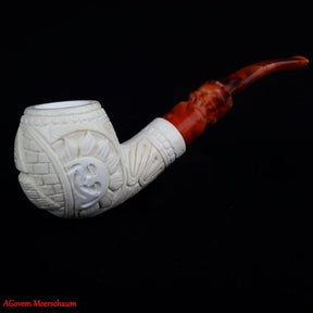 Eye Of Providence Meerschaum Pipe - Handmade Natural Bee Wax - Bricks Masons