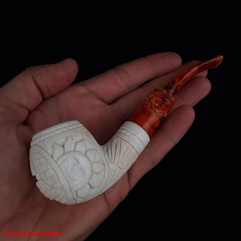 Eye Of Providence Meerschaum Pipe - Handmade Natural Bee Wax - Bricks Masons