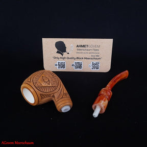 Master Mason Blue Lodge Meerschaum Pipe - Eye of Providence With Square & Compass G