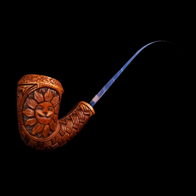 Eye of Providence Meerschaum Pipe - Handmade Eye & Sun Emblem