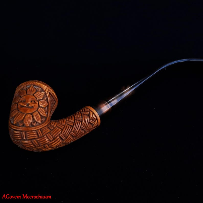 Eye of Providence Meerschaum Pipe - Handmade Eye & Sun Emblem
