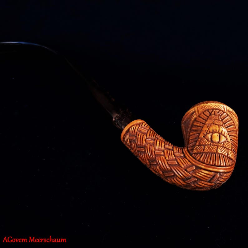 Eye of Providence Meerschaum Pipe - Handmade Eye & Sun Emblem