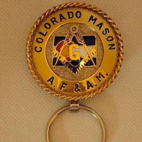Master Mason Blue Lodge Keychain - Handcrafted Colorado State Red, White & Blue