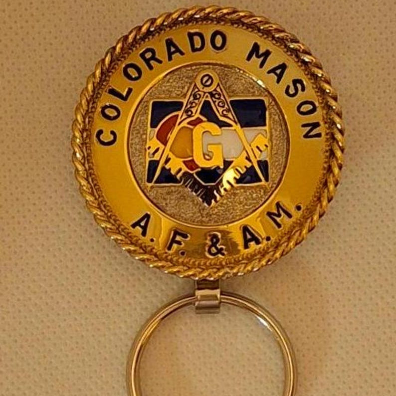 Master Mason Blue Lodge Keychain - Handcrafted Colorado State Red, White & Blue