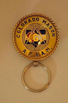 Master Mason Blue Lodge Keychain - Handcrafted Colorado State Red, White & Blue