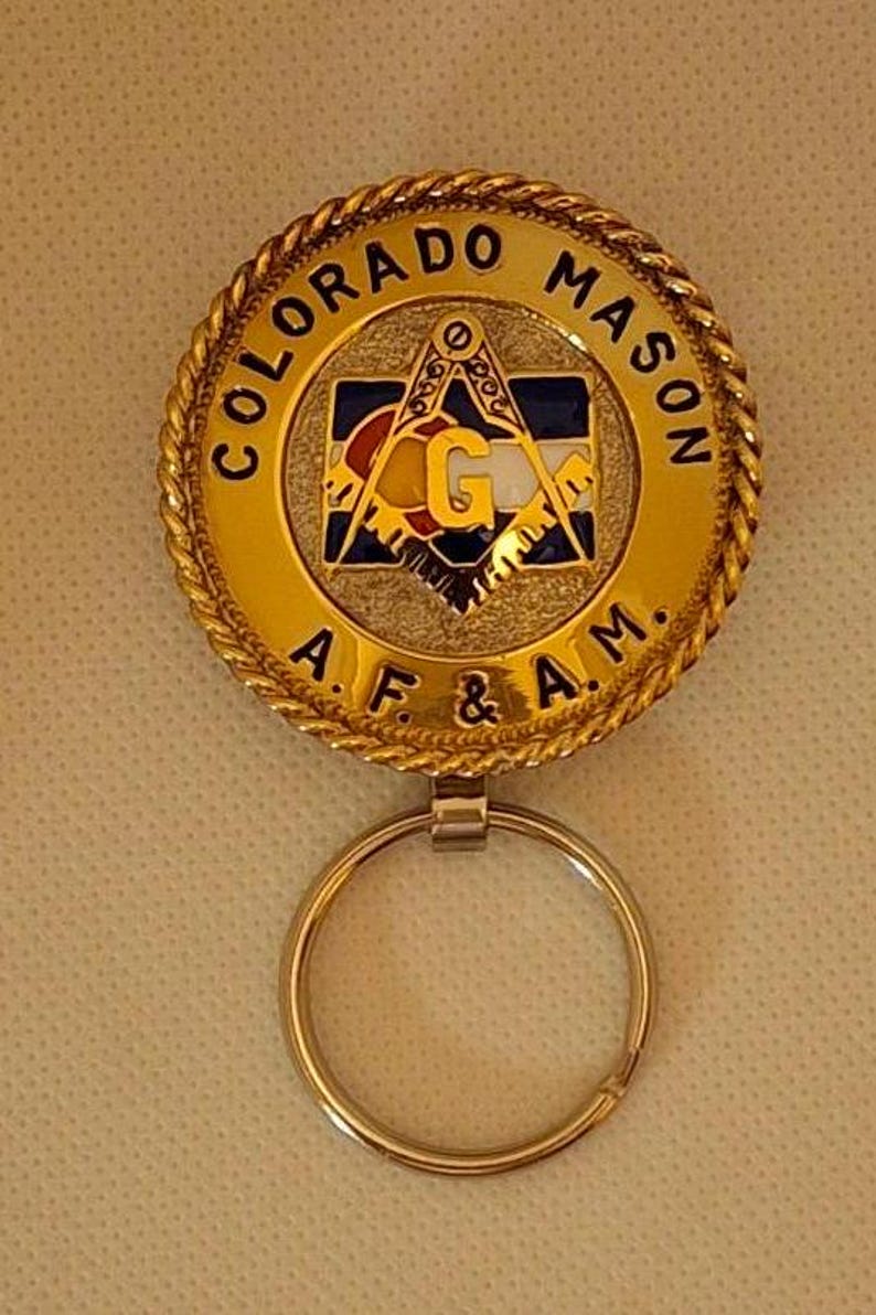 Master Mason Blue Lodge Keychain - Handcrafted Colorado State Red, White & Blue