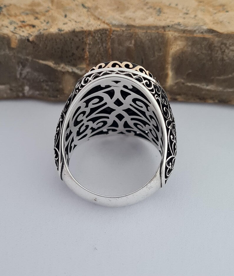 Master Mason Blue Lodge Ring - Sterling Silver Onyx - Bricks Masons