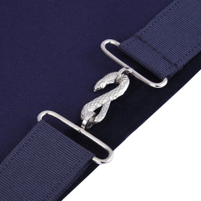 Junior Deacon Blue Lodge Officer Apron - Kenton Lodge Navy Velvet With Silver Embroidery Thread - Bricks Masons