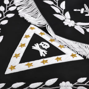 Knights Templar Apron - Triangular Black Velvet Hand Embroidery With Silver Tassels