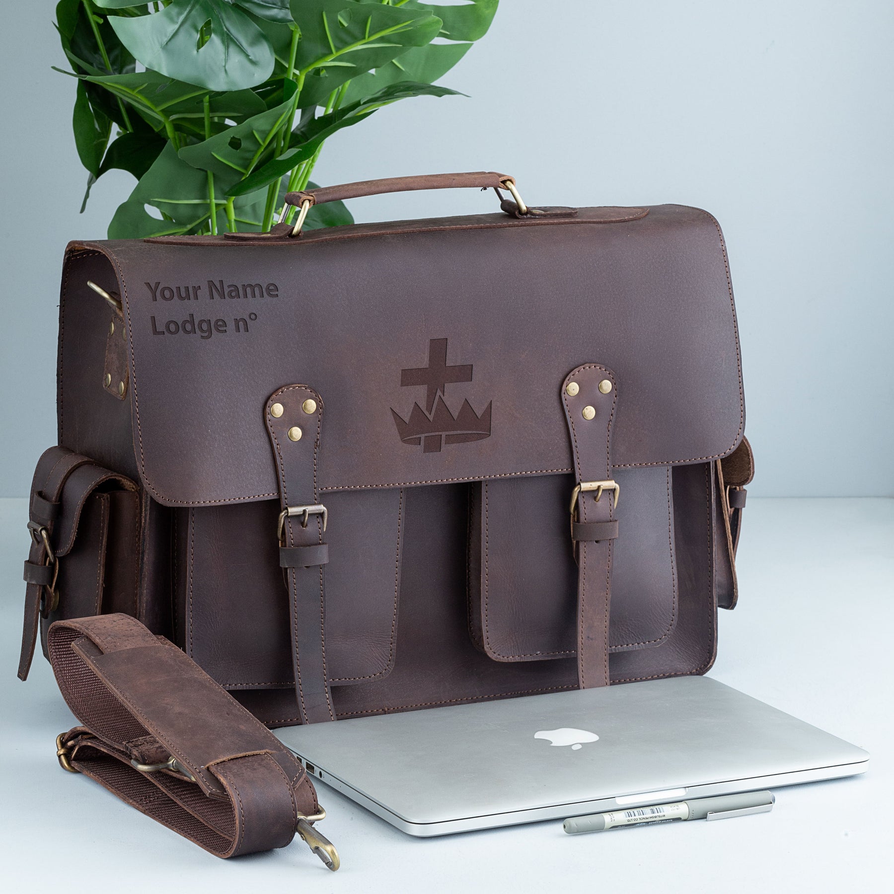 Knights Templar Briefcase - Handmade Leather - Bricks Masons