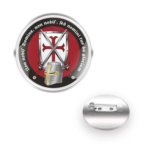 Knights Templar Brooch - Cross & Sword Zinc Allloy