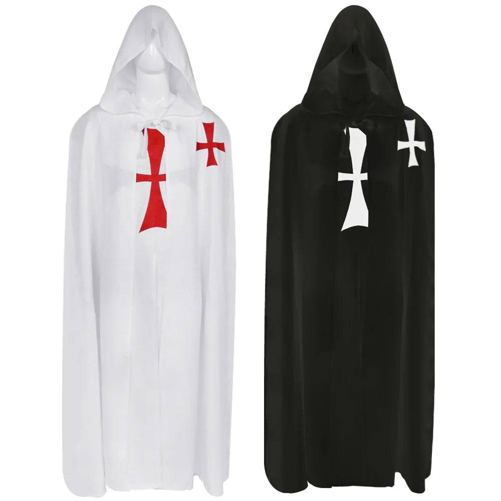 Knights Templar Cloak - White & Black Polyester