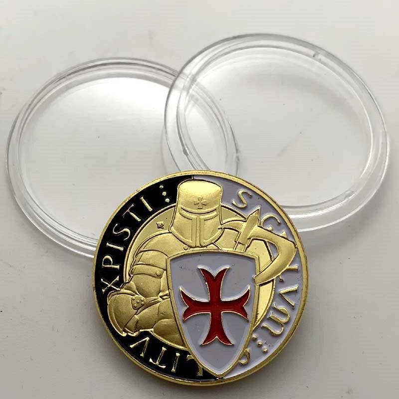 Knights Templar Coin - Souvenir Gold Plated Commemorative - Bricks Masons
