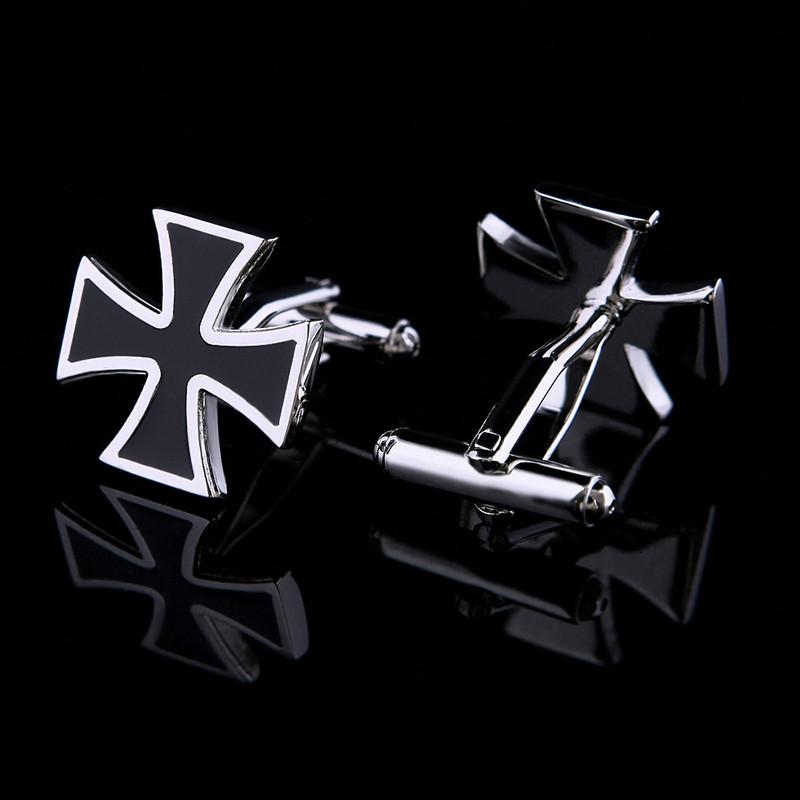 Knights Templar Cufflink - Black Silver High Quality - Bricks Masons