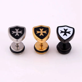 Knights Templar Earring - Templar Shield Stainless Steel