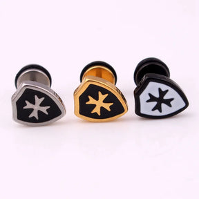 Knights Templar Earring - Templar Shield Stainless Steel