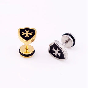 Knights Templar Earring - Templar Shield Stainless Steel