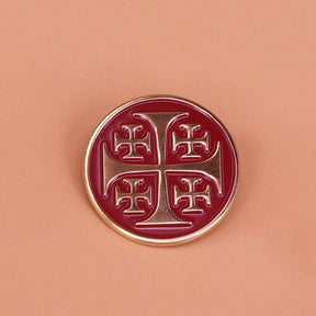 Knights Templar Lapel Pin - Red Jerusalem Solomon's Temple - Bricks Masons