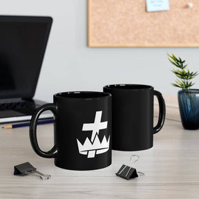 Knights Templar Mug - Black & White 11oz - Bricks Masons
