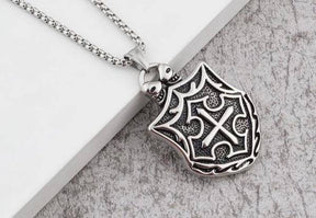 Knights Templar Necklace - Medieval Cross Shield - Bricks Masons