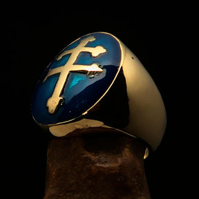 Knights Templar Ring - Blue Brass Lorraine Cross