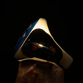 Knights Templar Ring - Blue Brass Lorraine Cross
