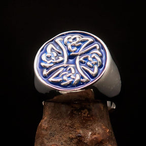 Knights Templar Ring - Blue Celtic Cross Sterling Ring