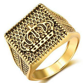 Knights Templar Ring - Golden Royal Crown Knight - Bricks Masons