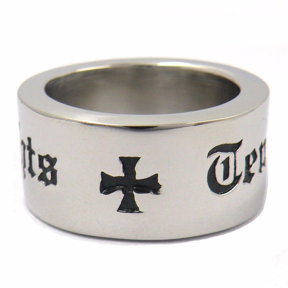 Knights Templar Ring - Stainless Steel With Cross - Bricks Masons