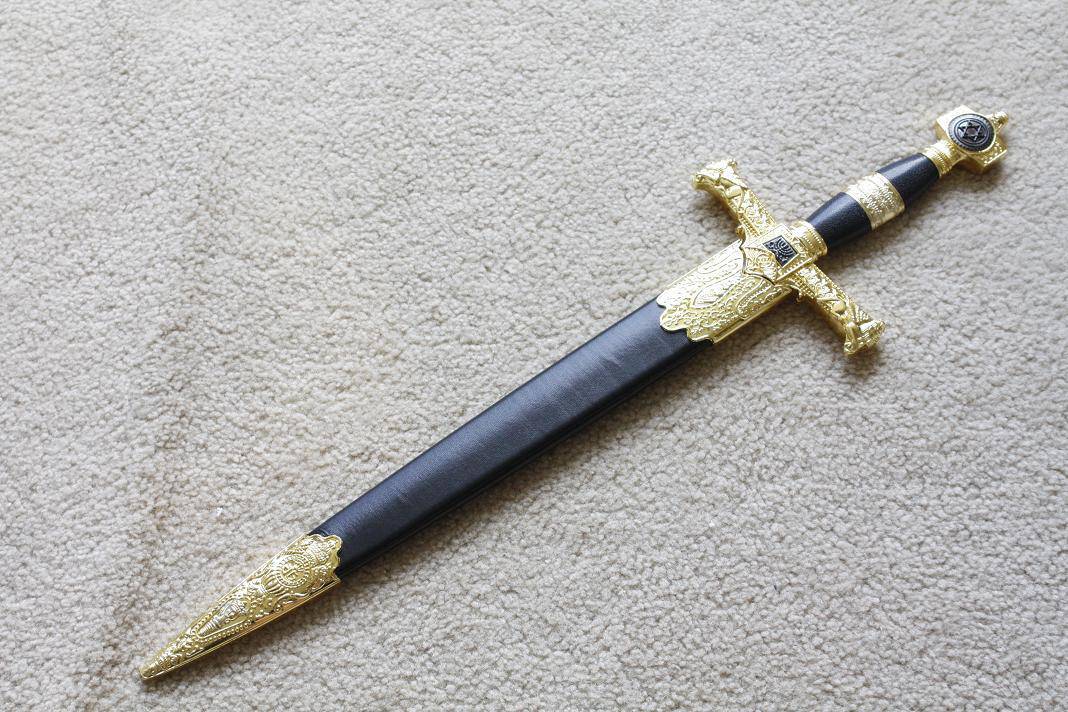 Knights Templar Sword - Ark of the Covenant King Solomon Knife W/ Sheath 21.9" - Bricks Masons