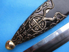 Knights Templar Sword - Mio Cid Anointed Golden Scabbard Totem Engraving 49" - Bricks Masons