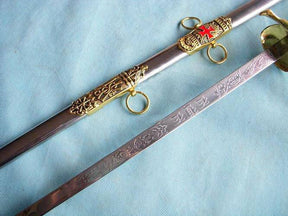 Knights Templar Sword - Red Cross Gold 35.6" - Bricks Masons