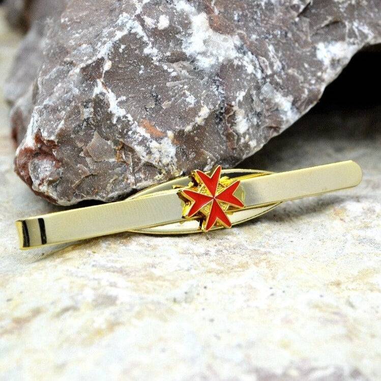 Knights Templar Tie Bar - Classic Cross Gold - Bricks Masons