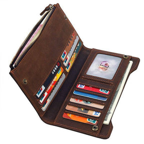 Knights Templar Wallet - Genuine Brown Leather Red Cross - Bricks Masons