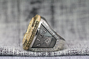 Master Mason Blue Lodge Ring - Sterling Silver 18k Yellow Gold Plated Face