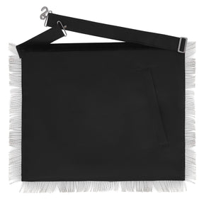 Master Mason Blue Lodge Apron - Black Velvet With Silver Machine Embroidery - Bricks Masons