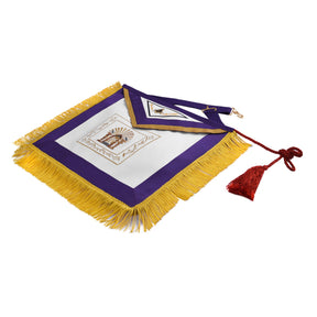 Master Mason Blue Lodge Apron - Purple Ribbon With Machine Embroidery Bullion And Tassels - Bricks Masons