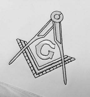 Master Mason Blue Lodge Apron - White Square & Compass G - Bricks Masons