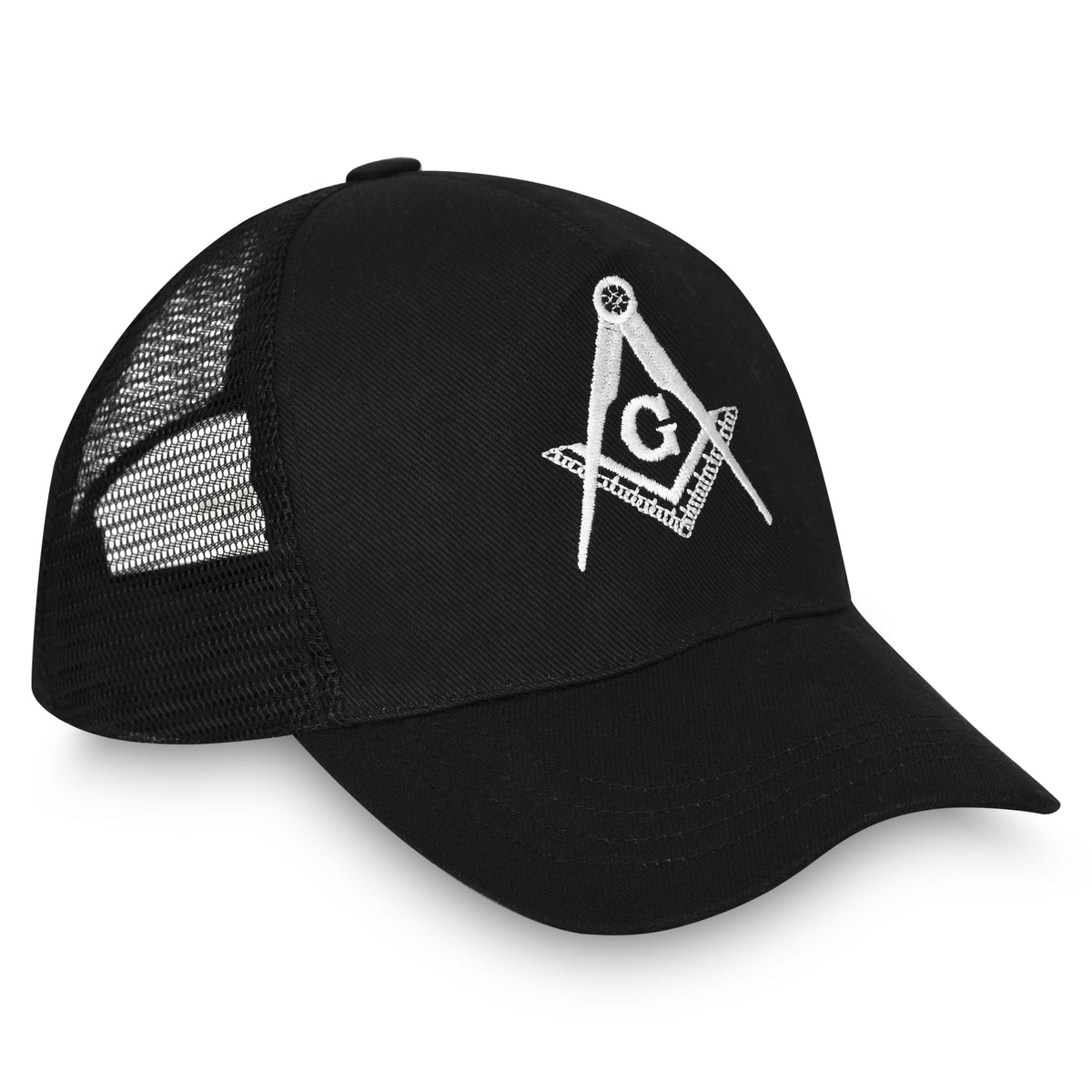 Master Mason Blue Lodge Baseball Cap - Black With White Embroidered Emblem - Bricks Masons