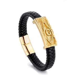Master Mason Blue Lodge Bracelet - Braided Square & Compass Black - Bricks Masons