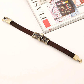 Master Mason Blue Lodge Bracelet - Casted Square & Compass G Leather - Bricks Masons